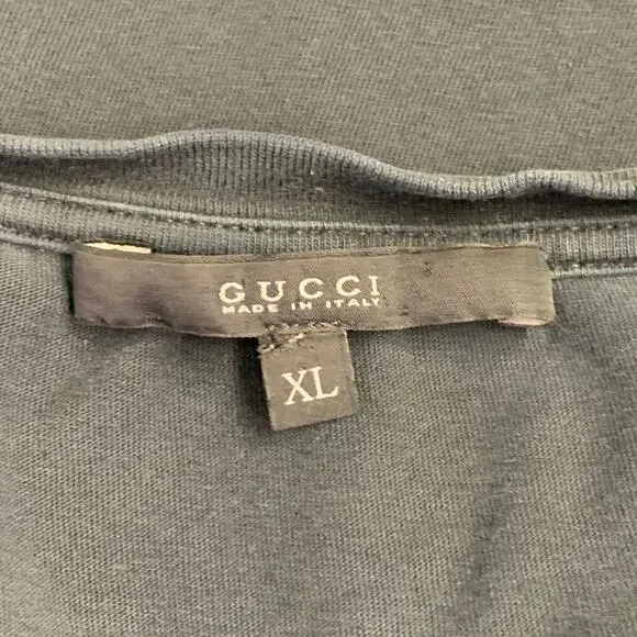 GUCCI Size XL Black Jersey Crew Neck T-shirt